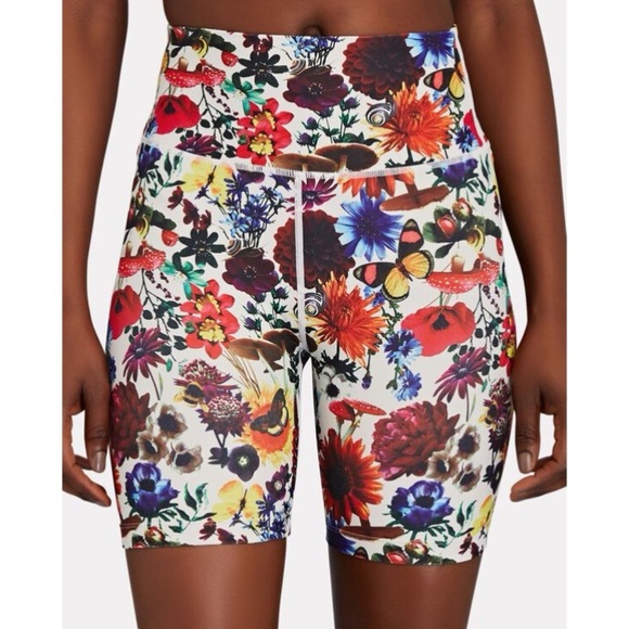 Splits 59 Floral Legging Shorts Size Large Color White Red - Picture 2 of 7